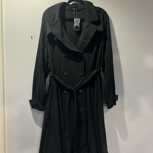 Plus size soft flare trench black sweater Torrid 3x (22-24) NWT - Picture 1 of 5